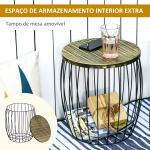 Conjunto de 3 Mesas de Jardim Empilháveis Mesas Auxiliares Redondas com Estrutura Metálica e Tampo Imitação Vime Preto