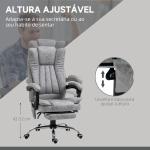 Cadeira de Escritório com 6 Pontos de Massagem Giratória Encosto Reclinável 135º Função de Aquecimento 62x67x113 - 120 cm Cinza