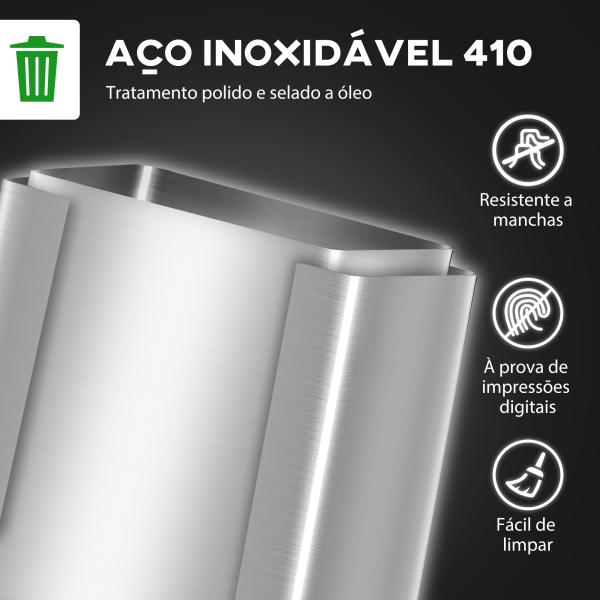 Balde de Lixo de Cozinha com 2 Compartimentos 2x30L Pedal Fechamento Suave e Cubo Amovível Prata