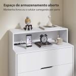Cómoda com 4 Gavetas e Estação de Carregamento com Porta USB Porta USB - C Prateleira Aberta 80x40x120 cm Branco