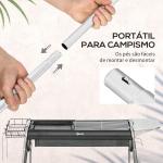 Barbecue a Carvão Portátil com Grelha de Aço Inoxidável Prateleira para Temperos e Prateleira de Armazenamento 96x61x72 cm Preto
