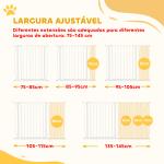 Barreira de Segurança para Cães Extensível para Escadas e Portas 75 - 145cm com 3 Extensões Altura 76cm Branco