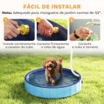 Piscina para Cães Dobrável com Aspersor Piscina Portátil em PVC Antiderrapante e Resistente ao Desgaste Ø80x20 cm Azul