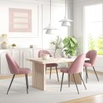 Conjunto de 4 Cadeiras de Sala de Jantar Modernas Cadeiras Estofadas em Veludo com Encosto Alto e Pés de Aço 50x52x83 cm Rosa