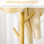 Cabide de Pé de Bambu Moderno com 8 Ganchos para Roupas Bolsas Ø37,8x175,6 cm Madeira e Branco