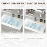 Conjunto de Móveis Casa de Banho 3 Peças com Espelho Móvel com Lavatório Cerâmico e Coluna de Casa de Banho Cinza