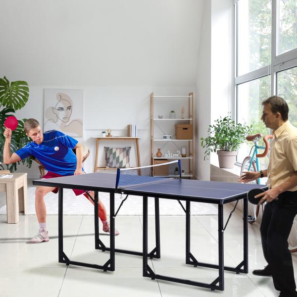 Mesa de Ping Pong Dobrável Mesa de Ping Pong Profissional com Rede e Estrutura de Aço para Interior e Exterior 182x91x76 cm Azul