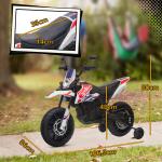 Mota Elétrica Infantil Aprilia 12V Rodas de Apoio Farol Música Porta USB Amortecedor Branco