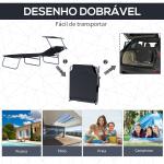 Espreguiçadeira de Jardim Dobrável com Toldo Removível e Ajustável em Ângulo e Encosto Ajustável em 4 Posições para Jardim Terraço Campismo Exterior 187x58x36cm Preto