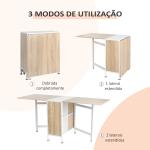 Mesa Dobrável de Arrumação 4 Prateleiras para Sala de Jantar Sala de Estar Mesa Auxiliar de Madeira 169x62x75 cm Carvalho e Branco