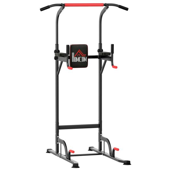 Torre de Exercícios Estação Multifuncional Altura Ajustável com 7 Orifícios para Treinamento Fitness para Casa Academia Escritório Carga Máxima 120kg 123x98x189 - 239cm Preto e Vermelho