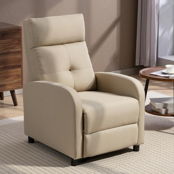 Poltrona Relax Reclinável até 155° Poltrona Reclinável Manual para Pessoas com Altura Inferior 195 cm 67x87x98 cm Bege