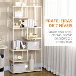 Estante de Armazenamento para Livros com Estrutura de Aço para Escritório Sala de Estar Estúdio 83x34x180cm Carvalho e Branco