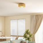 Candeeiro de Teto com Lâmpada LED G9 20W 3000 K Candeeiro de Teto Boémio com Ecrã de Corda de Linho Ø30x16 cm Castanho Claro