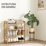 Sapateira de 4 Níveis Estante para Sapatos em Bambu para 12 Pares de Sapatos 67,5x24,7x72 cm Madeira