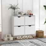 Sapateira para 16 Pares de Sapatos com 4 Gavetas e Prateleiras Ajustáveis 95x26x95 cm Branco