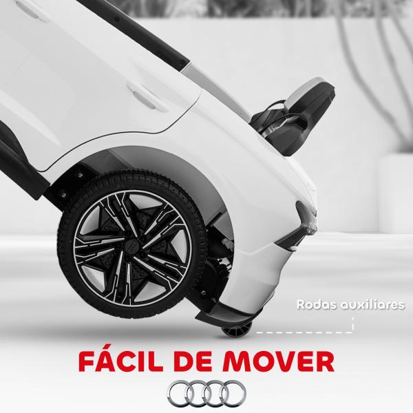 Carro Elétrico AUDI RS E - Tron GT 12V com 2 Motores Controlo Remoto Faróis LED Buzina Música USB 3 - 5km/h 103x58x41cm Branco
