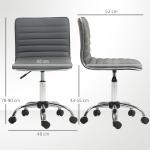 Cadeira de Escritório sem Apoio para os Braços Cadeira de Escritório Giratória com Altura Ajustável 48x52x78 - 90 cm Cinza