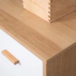 Cómoda de Madeira com 3 Gavetas Armário Auxiliar de Armazenamento Moderna com Pés Elevados para Dormitório Sala de Estar 80x39x80cm Branco e Madeira Natural