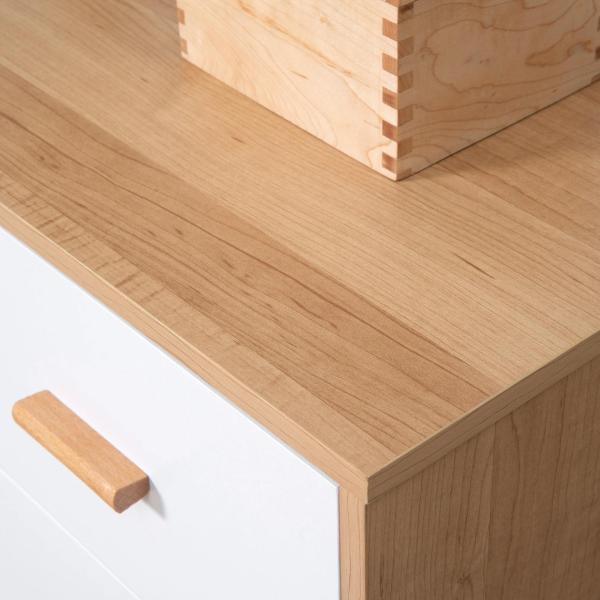 Cómoda de Madeira com 3 Gavetas Armário Auxiliar de Armazenamento Moderna com Pés Elevados para Dormitório Sala de Estar 80x39x80cm Branco e Madeira Natural