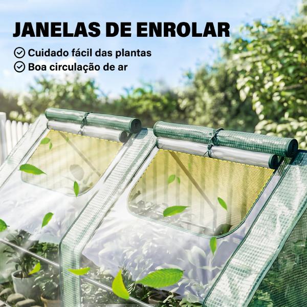 Estufa Pequena Estufa de Exterior com Proteção Dupla Janelas Estufa para Cultivos de Plantas e Flores 180x90x90 cm Verde