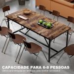 Mesa de Refeição Retangular para 6 - 8 Pessoas Mesa de Cozinha Industrial com Pés de Metal 180x80x75,5 cm Castanho Rústico
