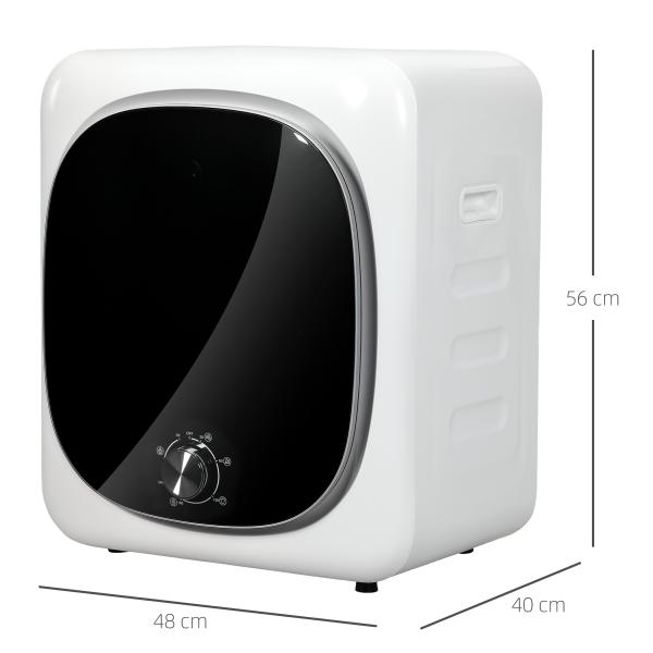 Máquina de Secar Roupa 4 kg 800W com Função Anti - Vincos Esterilização 5 Programas Carga Frontal 48x40x56 cm Branco