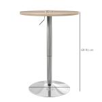 Mesa Alta de Cozinha Mesa Alta de Bar Redonda para 2 Pessoas Altura Ajustável Tampo Giratório 360° 60x60x91 cm Carvalho Claro
