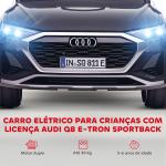 Carro Elétrico para Crianças Carro Audi Q8 Etron Sportback Infantil 12V Faróis Buzina e Música 98x49,5x43 cm Preto