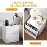 Mesa de Cabeceira Moderna Mesa de Cabeceira com 2 Gavetas Mesa de Cabeceira para Dormitório 40x34x45 cm Branco Brilhante