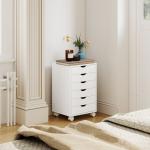 Bloco de Gavetas Móvel Arquivador com 6 Gavetas Suporte para Impressora com Rodas 40x35x63 cm Branco