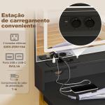 Toucador de Maquilhagem com Espelho, Luzes LED Estação de Carregamento 4 Gavetas e Banco 88x40x134 cm Preto