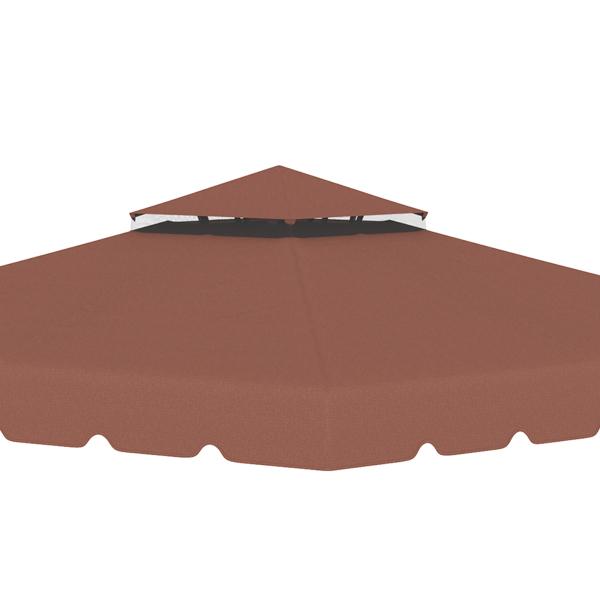 Toldo de Substituição para Pérgola 300x300 cm com Duplo Teto e 8 Orifícios de Drenagem Marrom