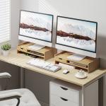 Suporte para Monitor de Bambu Organizador de Escritório para Monitor Portátil 48x25,5x11,5 cm Madeira