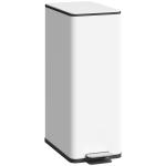 Caixote do Lixo de Cozinha 20 L em Aço Inoxidável com Tampa de Fecho Suave, Pedal e Balde Amovível, Branco
