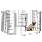 Parque para Cães 8 Painéis Dobráveis Gaiola Metálica para Animais de Estimação com Porta e Dupla Fechadura 76x61cm Preto