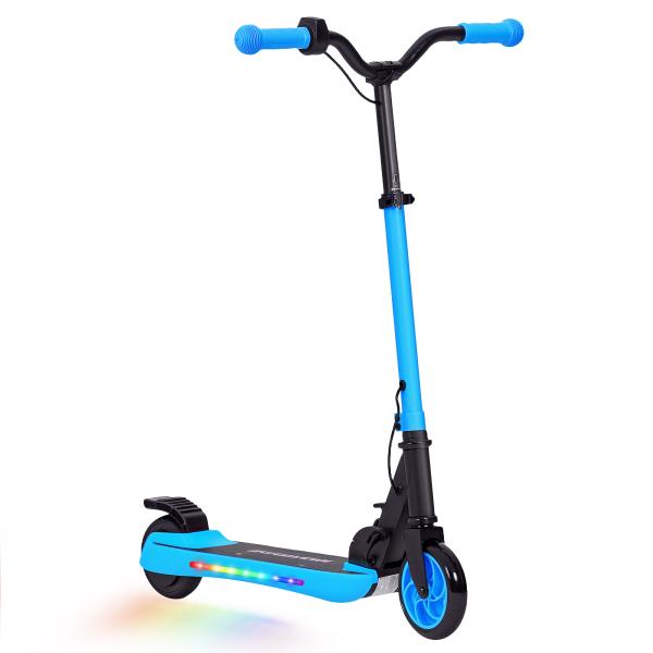 Trotinete Elétrica Dobrável para Crianças 120 W Autonomia 6 km e Máximo 10 km/h com Travão Luzes LED 74x52x83 - 87 cm Azul