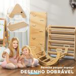 Triângulo de Escalada de Madeira 5 em 1 Escada para Crianças de 18 - 48 Meses com Rampa e Arco de Escalada 178x64,5x63 cm Madeira