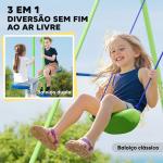 Conjunto de Baloiços de Jardim com Altura Ajustável Baloiços para Crianças com Baloiço Duplo 280x140x178 cm Verde