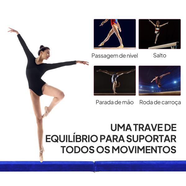 Barra de Equilíbrio Ginástica Dobrável 210 cm Barra de Ginástica Artística para Crianças Iniciantes e Ginastas 210x10x6,5 cm Azul
