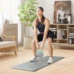Kettlebell de 12 kg Pesa Russa Preenchida de Areia Metálica e Alça Antiderrapante para Treino em Casa Ginásio Ø21x30 cm Cinzento
