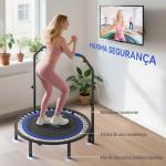Trampolim Fitness Ø114 Trampolim Dobrável com Pega Ajustável em 4 Níveis Estrutura de Aço Azul
