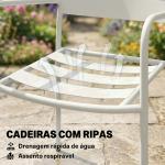 Conjunto de Jardim com 3 Peças em Aço Galvanizado com 2 Cadeiras e Mesa de Vidro Temperado Branco