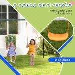 Conjunto de Baloiço para Crianças com 2 Assentos Resistente aos Raios UV e Suporte de Metal 269x160x180 cm Multicor