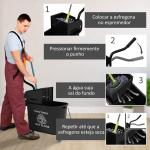 Balde de Limpeza 20L com Rodas e Espremedor Balde para Esfregona com Separador de Água 60x27x70,5 cm Preto