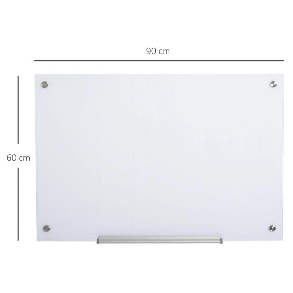Placa de vidro com bandeja Inclui 4 marcadores e borracha 90x60x0,45 cm Branco