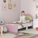 Cama para Crianças de 3 - 6 Anos 143x74x66 cm Cama Infantil de Madeira em Forma de Arco Íris Rosa
