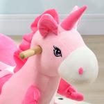 Cavalo Baloiço para Bebés Baloiço em Forma de Unicornio com Música Cinto de Segurança e Apoio para os Pés 65x35x45 cm Rosa