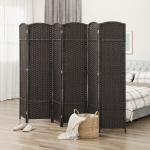 Biombo de 6 Painéis Separador de Ambientes Dobrável 240x1,6x170 cm para Sala de Estar Dormitório Escritório Marrom