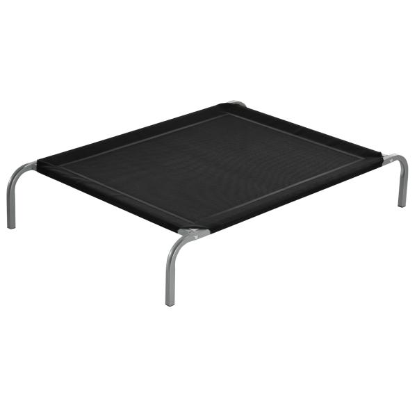 Cama Elevada para Animais de Estimação Cama para Cães e Gatos Desmontável Tecido Textilene Exterior Jardim Terraço 110x75x20 cm Preto